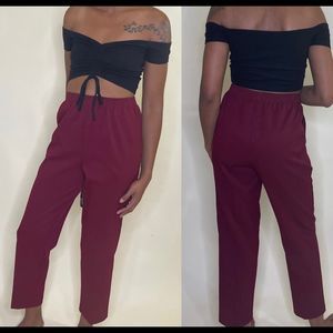 Vintage burgundy ribbed high waist trousers sz 10